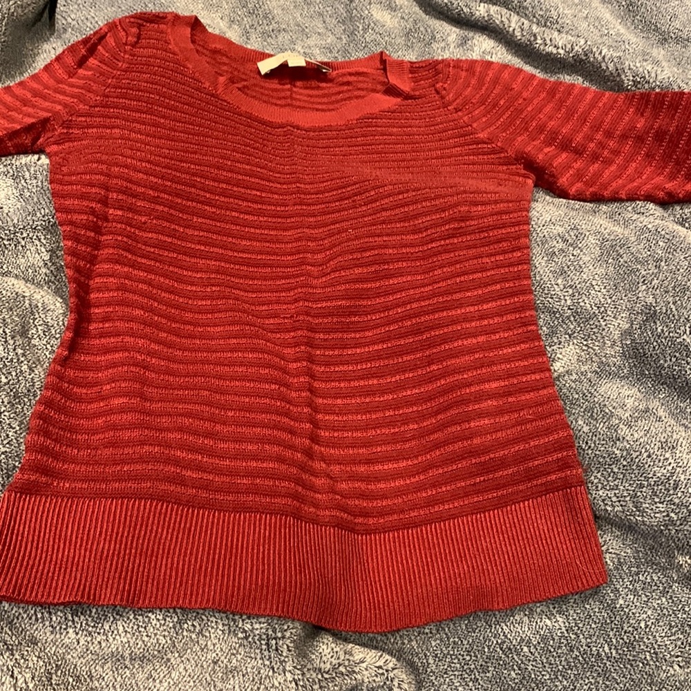 Loft quarter sleeve semi sheer top